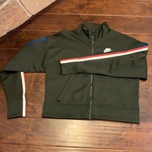 Nike track jacket / olive color with striped sleeve
